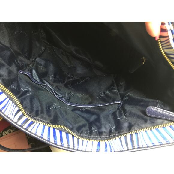 Vera Bradley Ella Tote in Blue and White Wavy Stripes - Picture 16 of 16
